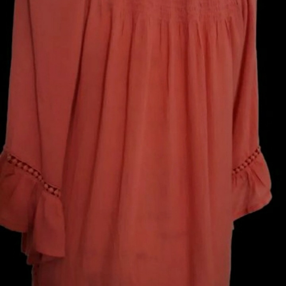 Womens Westport sz med coral color tunic peasant top Bell sleeved shirt - Picture 6 of 8